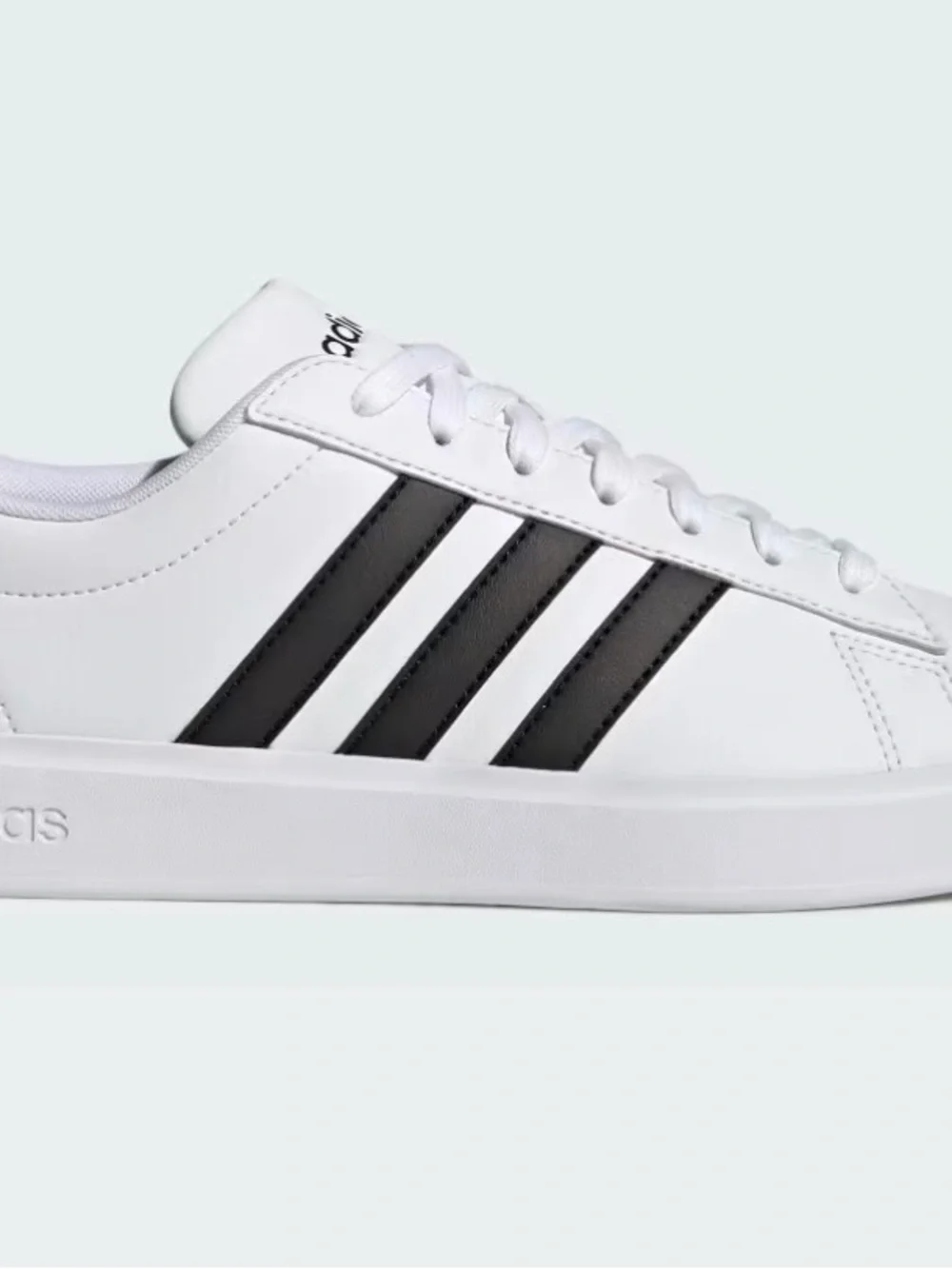 Adidas Grand Court 2.0 K White Sneakers with Black Three-Stripes